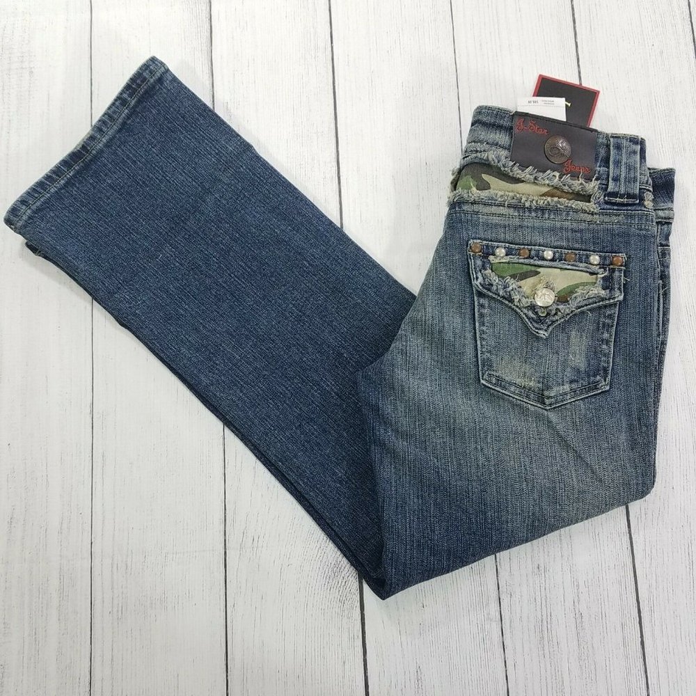 J-Star Cropped Camo Patch Jeans Juniors 5/6